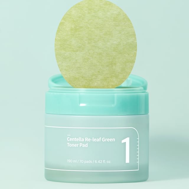 numbuzin-No1 Centella Re-Leaf Green Toner Pad - Disco Tônico