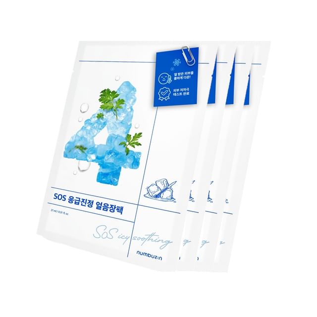 numbuzin-Kit de 4 Máscaras Faciais Calmantes No4 SOS Icy Soothing-27ml X 4un
