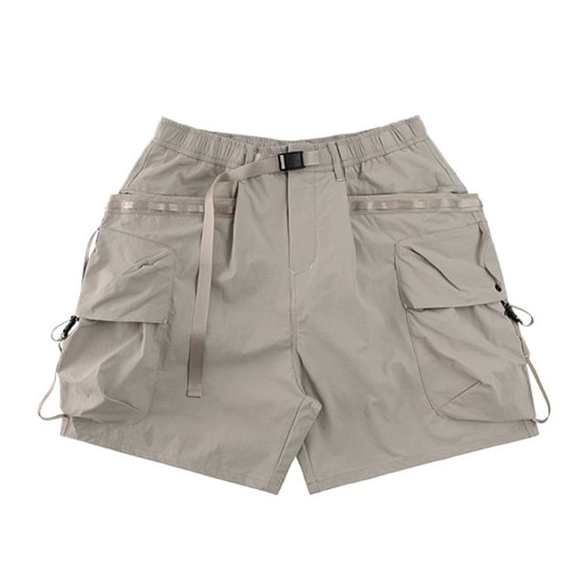Oakjam-Elastic Waist Plain Cargo Shorts
