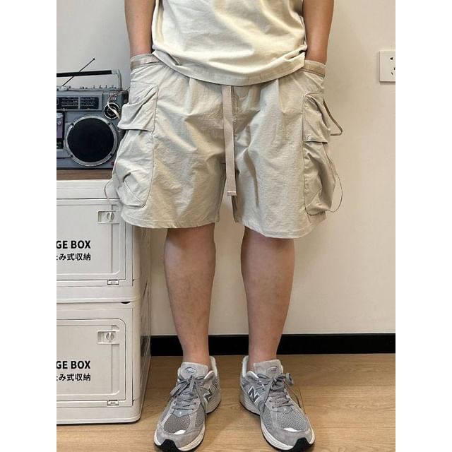 Oakjam-Mid Rise Plain Cargo Shorts