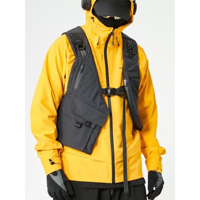 Oakjam-Plain Asymmetrical Buckle Cargo Vest