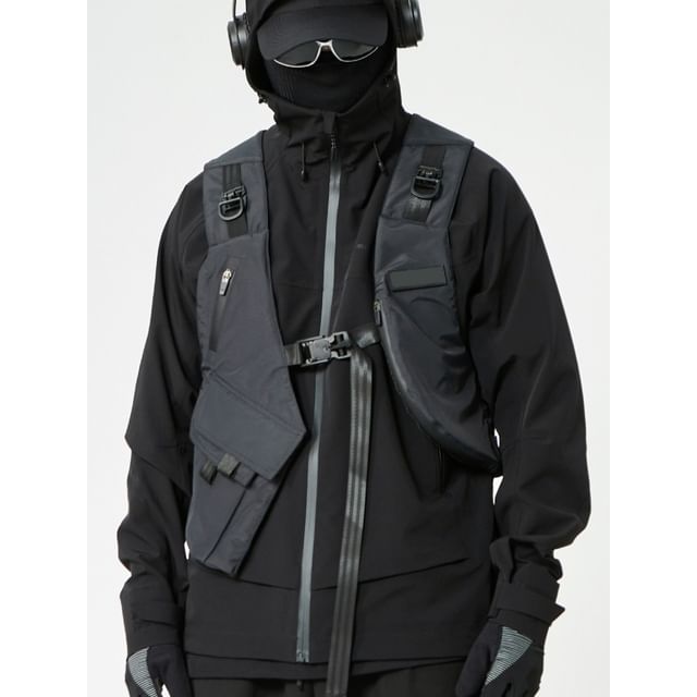 Oakjam-Plain Asymmetrical Buckled Utility Vest