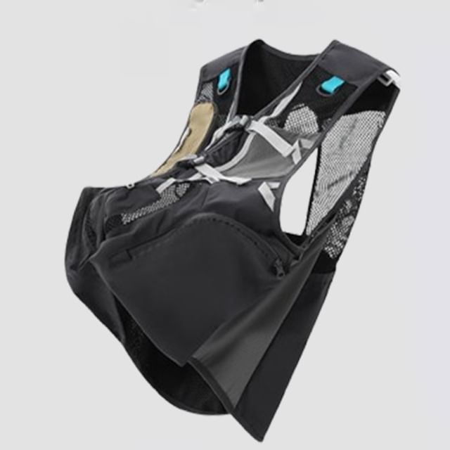 Oakjam-V-Neck Panel Mesh Crop Buckle Cargo Vest