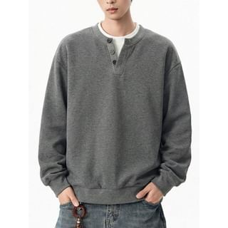 Obikan-Crew Neck Mock Two Piece Sweatshirt