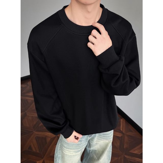 Obikan-Crew Neck Plain Sweatshirt