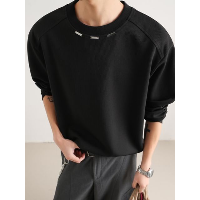 Obikan-Crew Neck Plain Sweatshirt