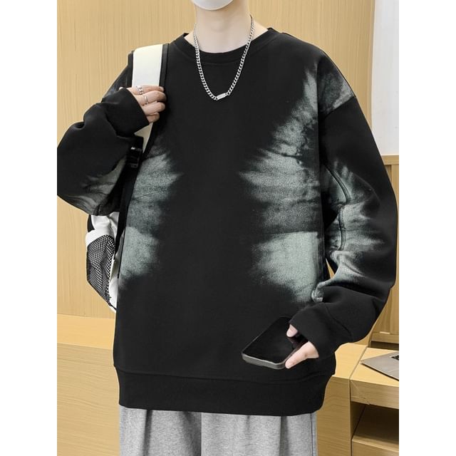 Obikan-Crew Neck Tie-Dye Oversized Sweatshirt