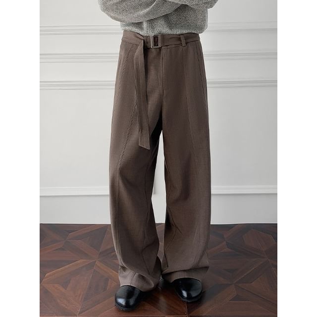Obikan-High Waist Plain Wide Leg Pants