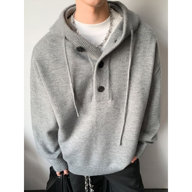 Obikan-Hooded Plain Oversized Sweater
