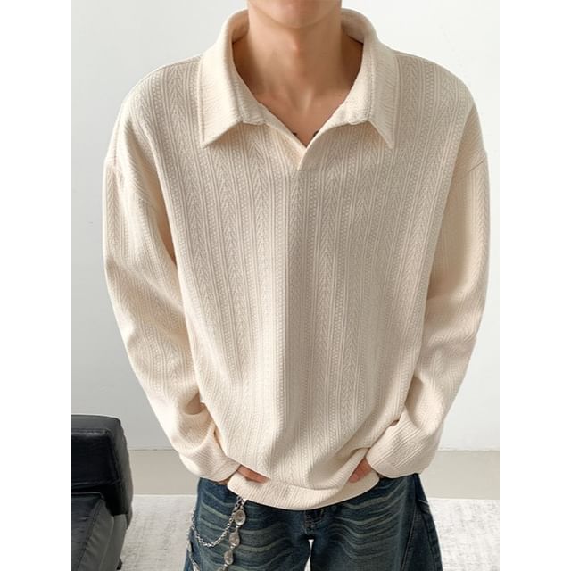 Obikan-Long-Sleeve Plain Polo Shirt