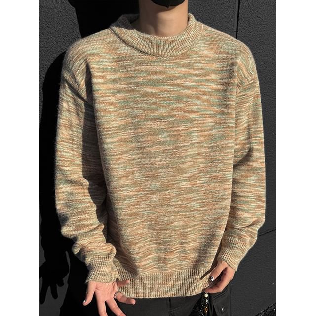 Obikan-Mock Neck Striped Sweater