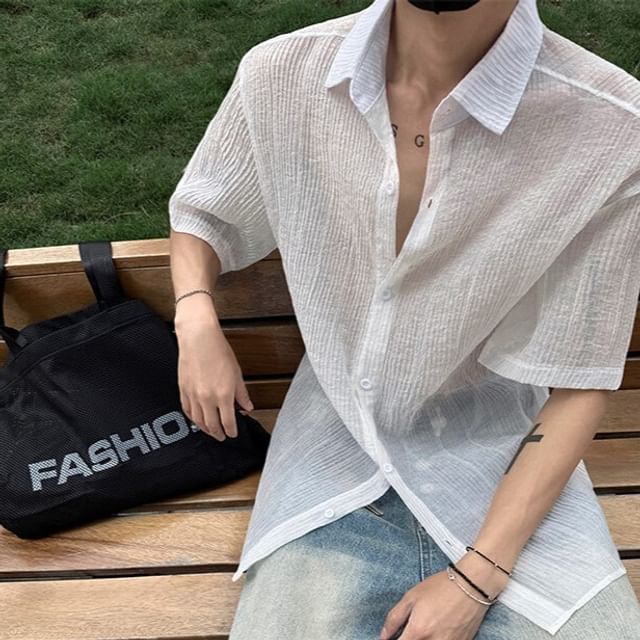 Obikan-Short-Sleeve Plain Shirt