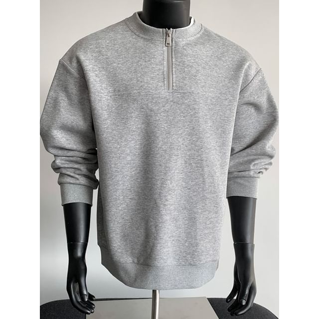 Obikan-Stand Collar Half Zip Mock Two Piece Sweatshirt