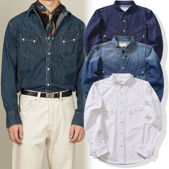 OKONKWO-Collared Button-Up Denim Jacket