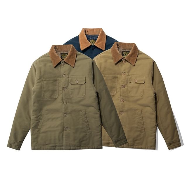 OKONKWO-Collared Button-Up Jacket