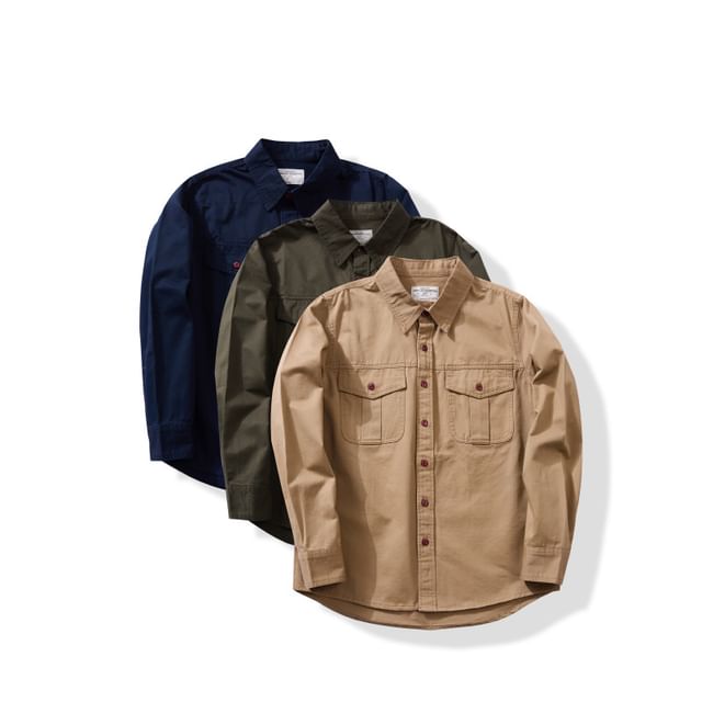 OKONKWO-Collared Pocketed Button Up Jacket