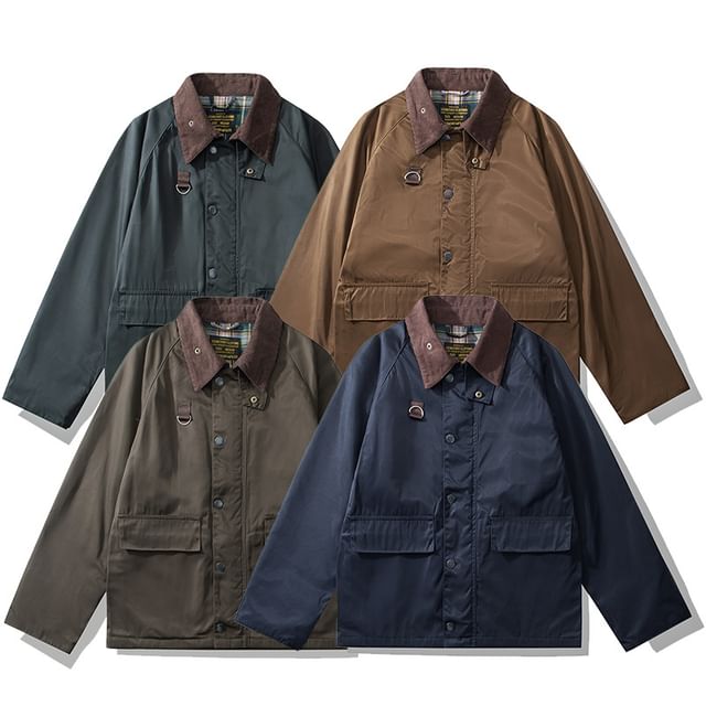 OKONKWO-Corduroy Collar Barn Jacket