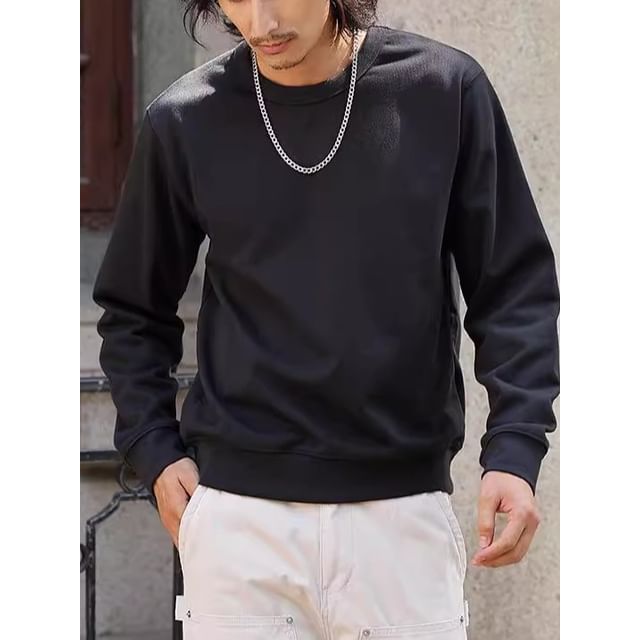 OKONKWO-Crew Neck Plain Sweatshirt