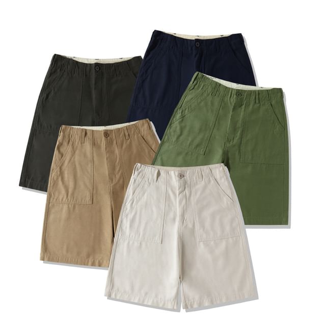 OKONKWO-Mid Rise Plain Shorts
