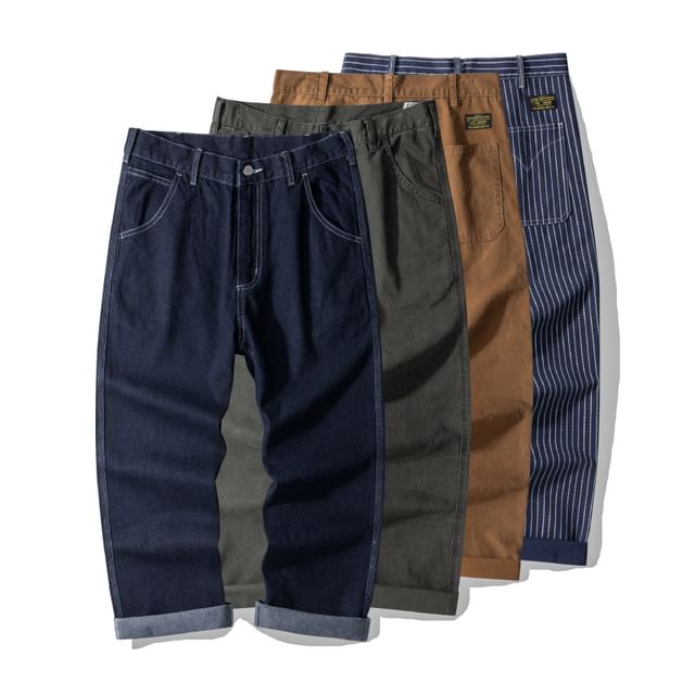 OKONKWO-Mid Rise Plain Straight Leg Pants