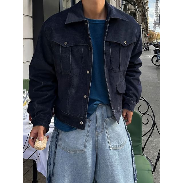 Okwano-Corduroy Button-Up Shirt Jacket