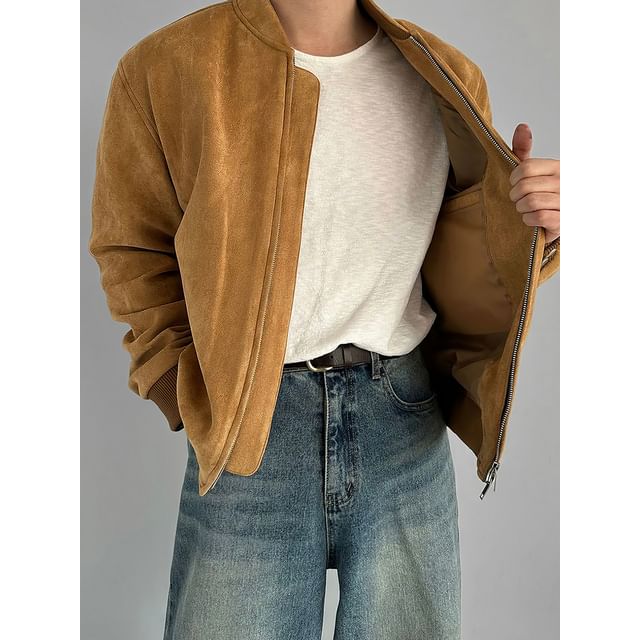 Okwano-Faux Suede Zip Jacket