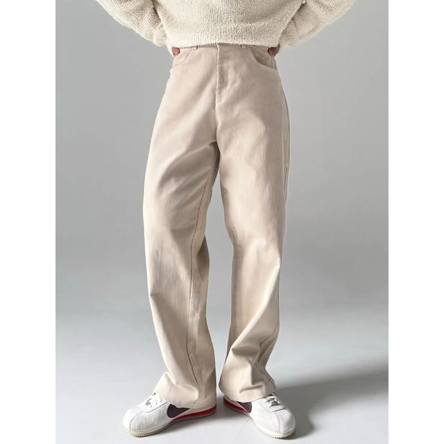 Okwano-High Waist Plain Straight Leg Pants