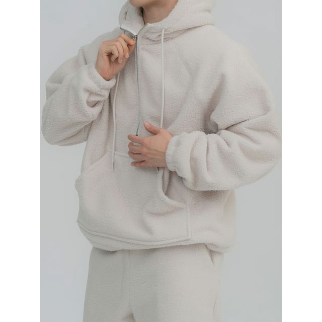 Okwano-Long-Sleeve Plain Half-Zip Hoodie