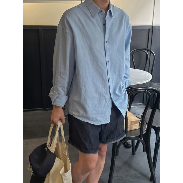 Okwano-Long-Sleeve Plain Shirt