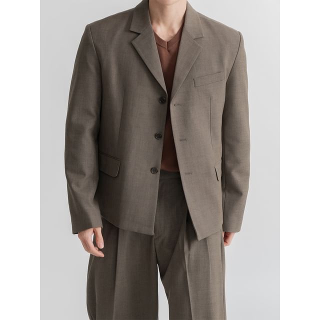 Okwano-Plain Single-Breasted Blazer