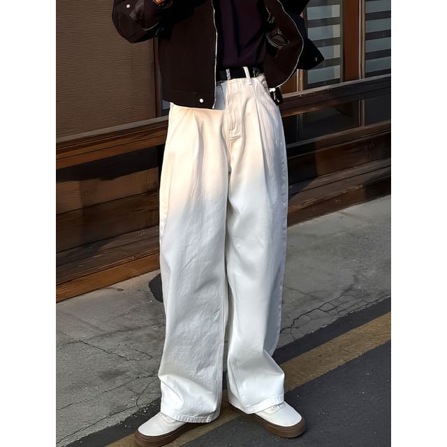 Okwano-Pleated Wide-Leg Jeans