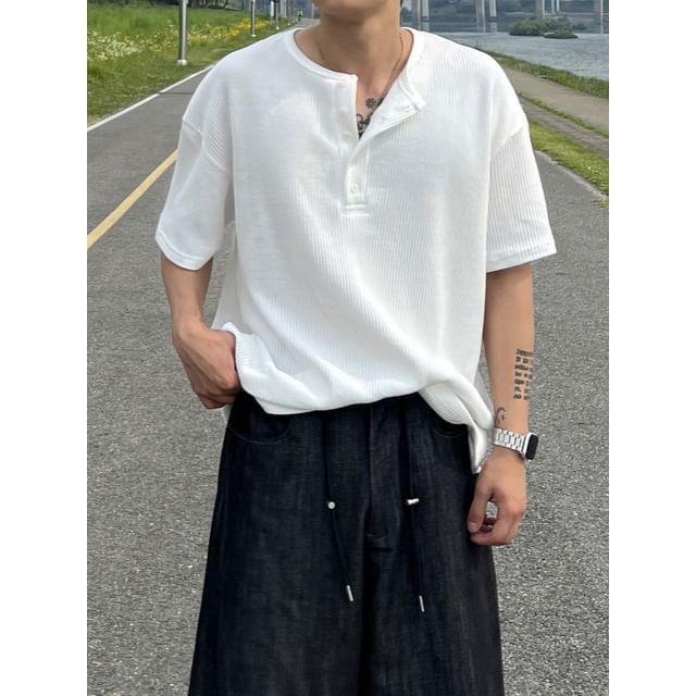 Okwano-Waffle Loose Henley