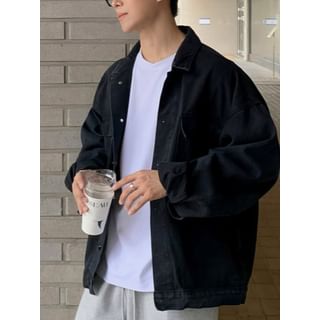 Okwano-Washed Button-Up Denim Jacket