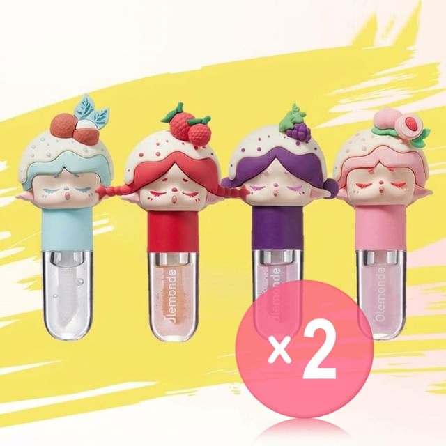 Olemonde-Kids Luminous Moisture Lip Gloss - 4 Type 2pcs Bundle Set