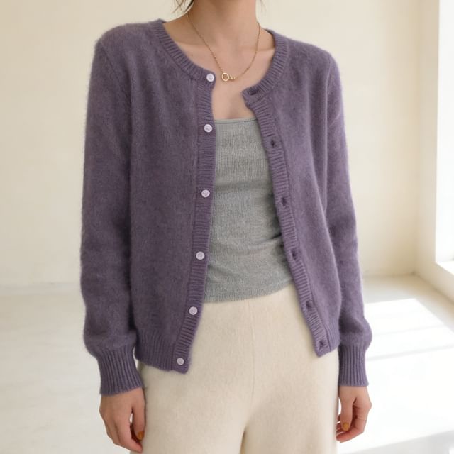 Omibayo-Plain Button-Up Cardigan