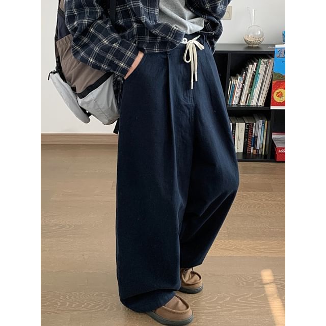 Omozando-Mid Rise Plain Straight Leg Pants