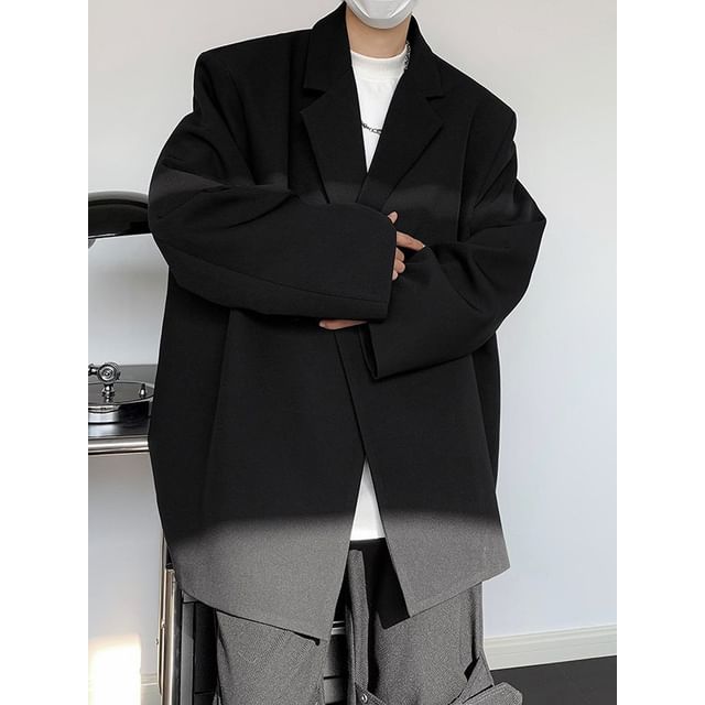 Omozando-Notch Lapel One-Buttoned Plain Blazer