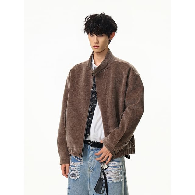 Omozando-Stand Collar Zip-Up Jacket