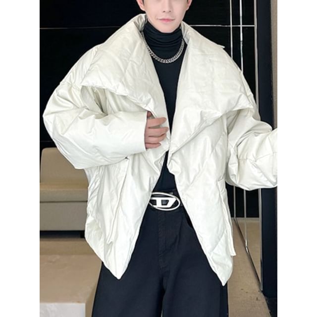 Omozando-Zip-Up Plain Puffer Jacket