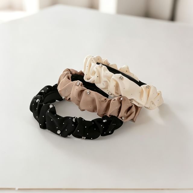 Ordinario-Rhinestone Ruched Headband
