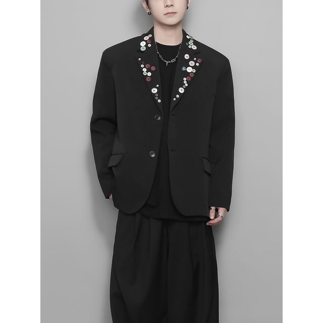 Original L-Button Detail Lapel Collar Single Breasted Blazer
