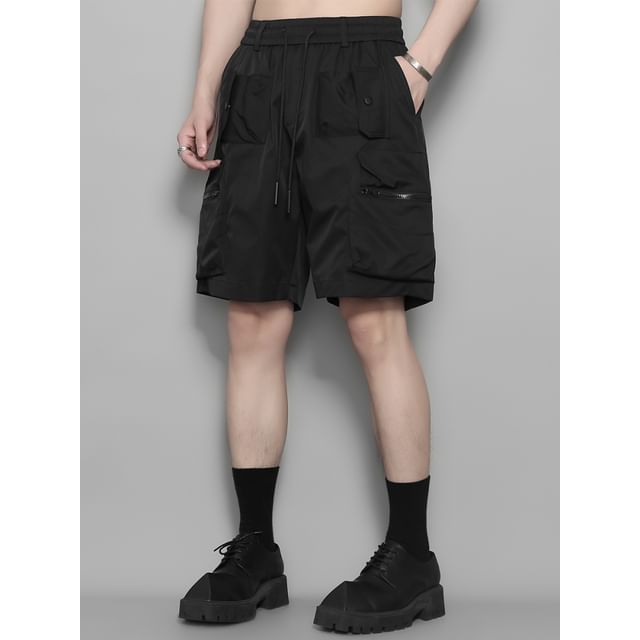 Original L-Drawstring Waist Plain Cargo Shorts
