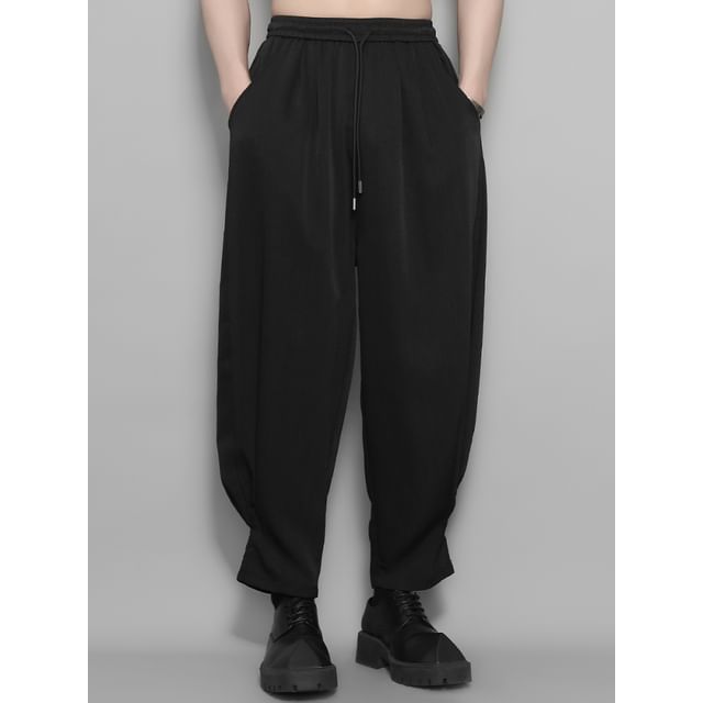 Original L-Drawstring Waist Plain Harem Pants