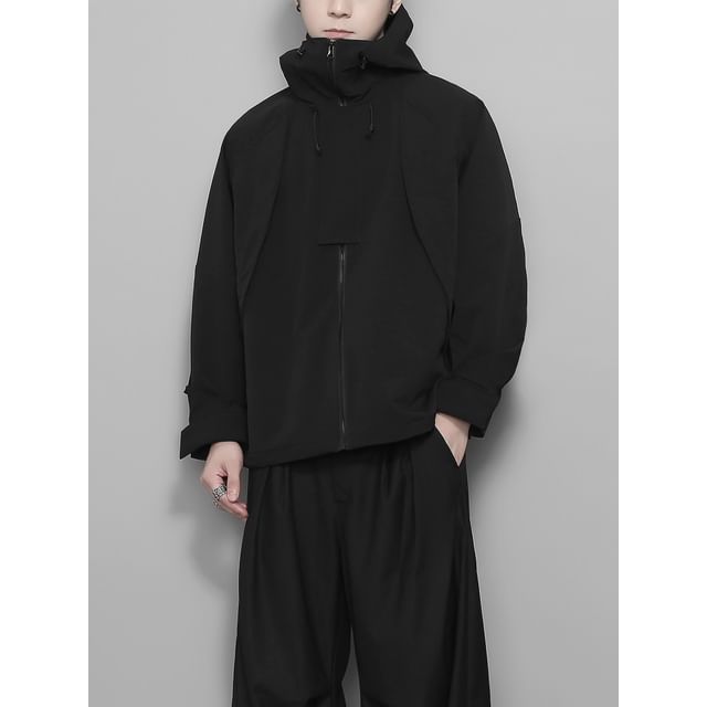 Original L-Hooded Plain Zip Windbreaker
