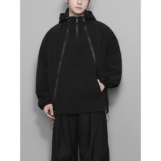 Original L-Hooded Plain Zip Windbreaker
