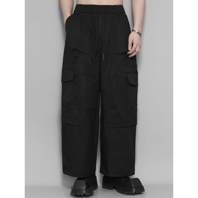 Original L-Mock Two-Piece High Waist Plain Wide Leg Cargo Pants