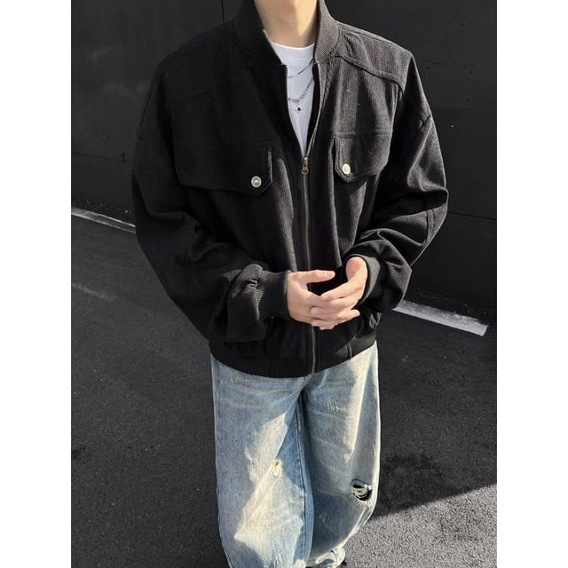 Orungeetun-Corduroy Zip-Up Jacket