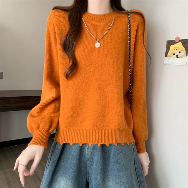 OUREA-Crew Neck Plain Sweater