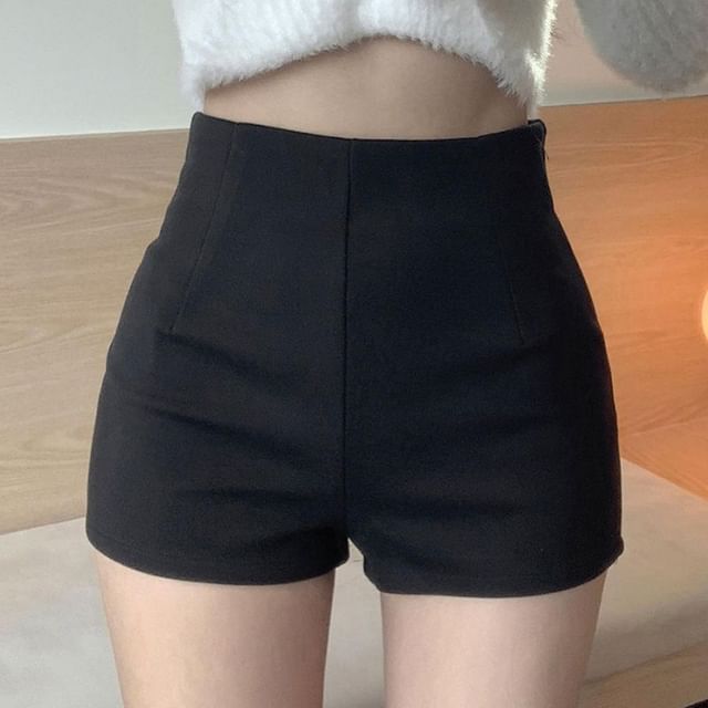 OUREA-High Waist Plain Hot Pants