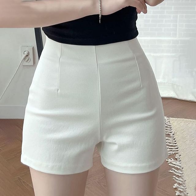 OUREA-High Waist Plain Hot Pants